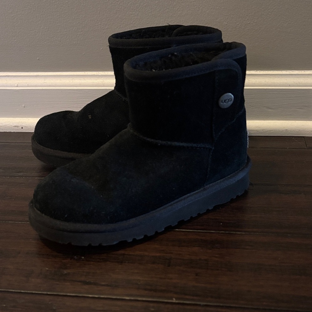 UGG Kids Midnight Black Suede Ankle Boots